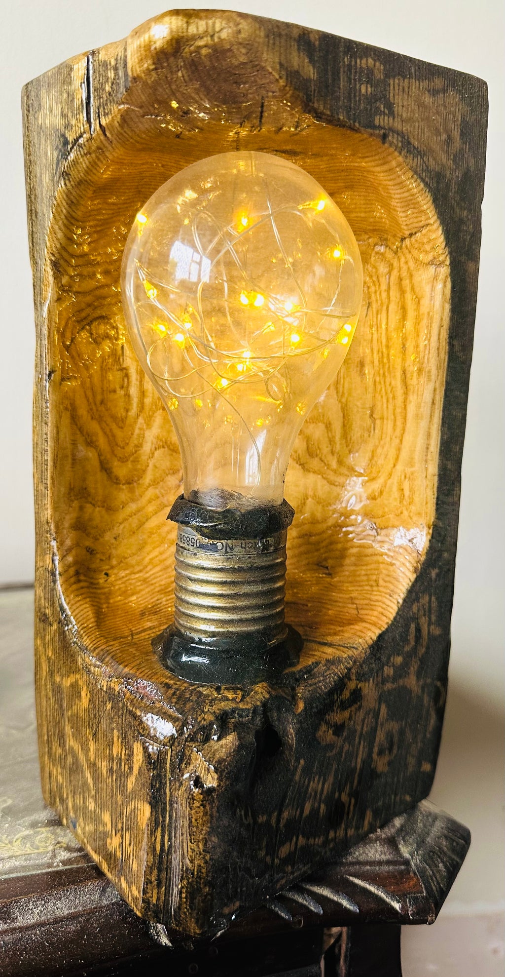 Handmade Wooden Log Lamp